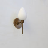 One-Light Brass Wall Sconce with Opal Tulip Shade