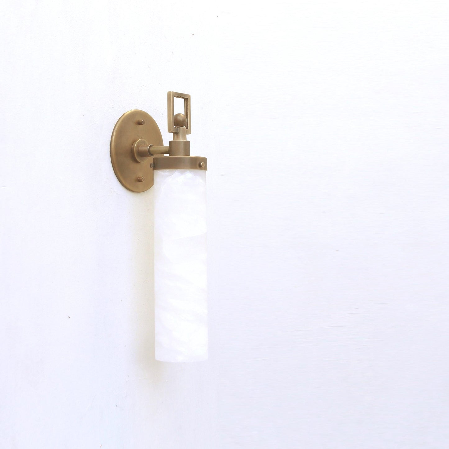One-Light Brass Wall Sconce with Tall Alabaster Cylinder