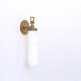 One-Light Brass Wall Sconce with Tall Alabaster Cylinder