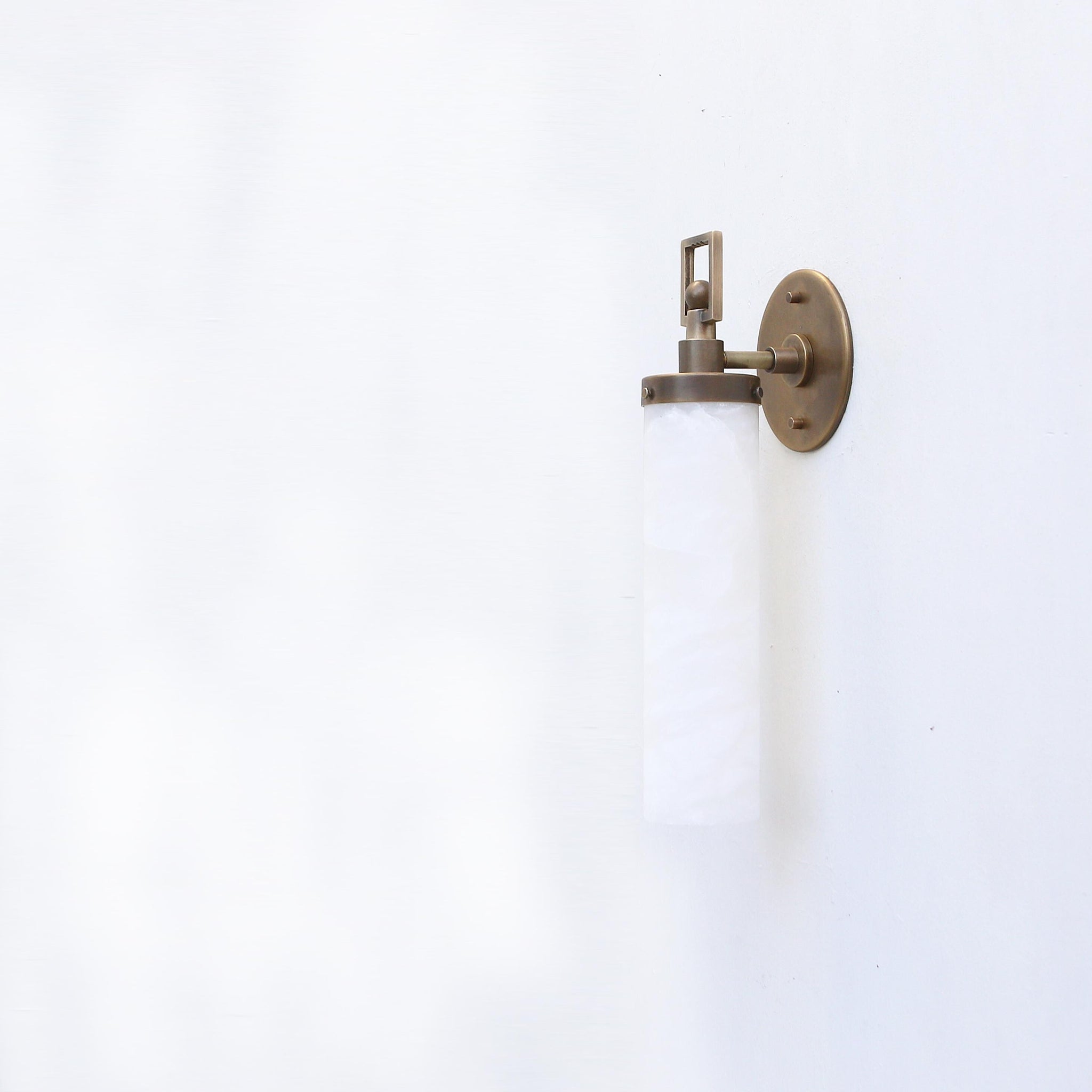 One-Light Brass Wall Sconce with Tall Alabaster Cylinder