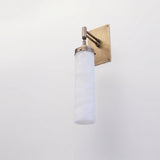 One-Light Brass Wall Sconce with Tall Alabaster Cylinder Shade