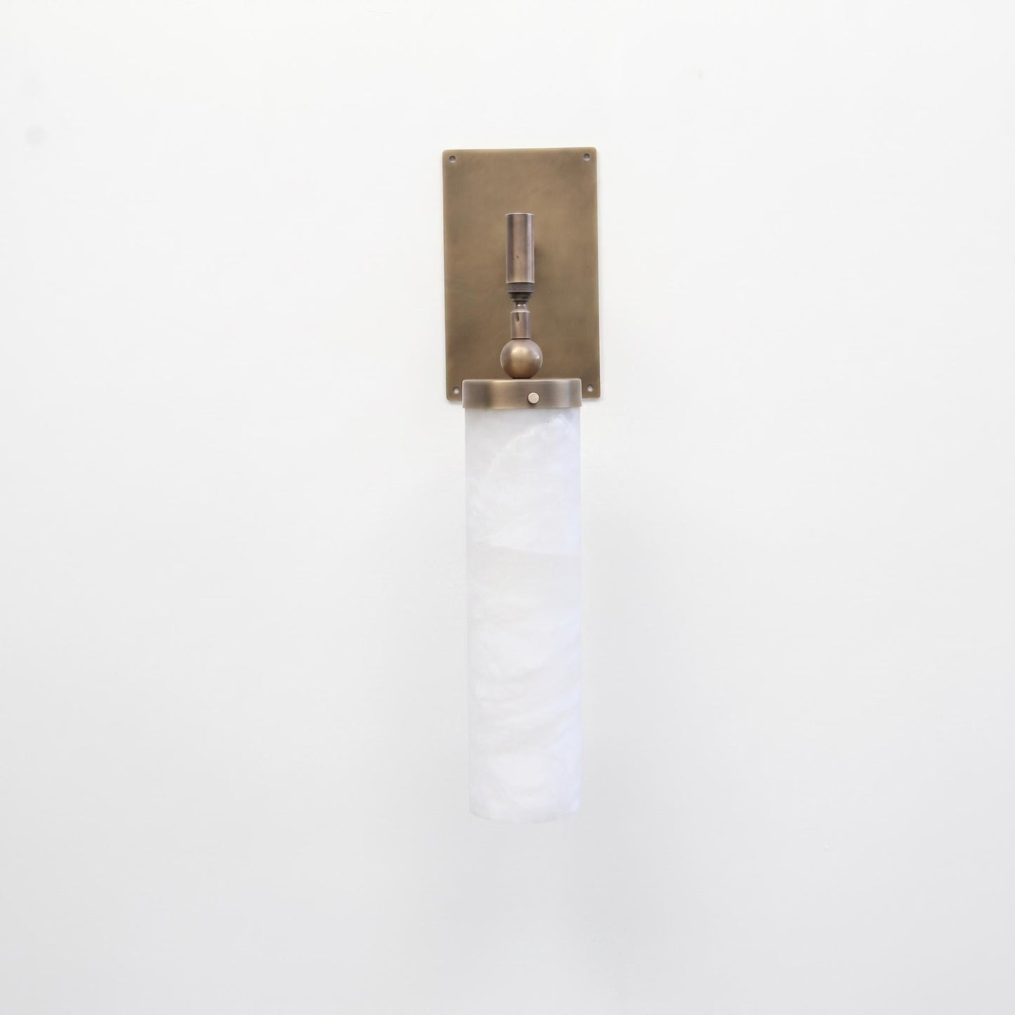 One-Light Brass Wall Sconce with Tall Alabaster Cylinder Shade
