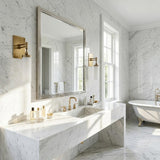 One-Light Brass Wall Sconce with Tall Alabaster Cylinder Shade