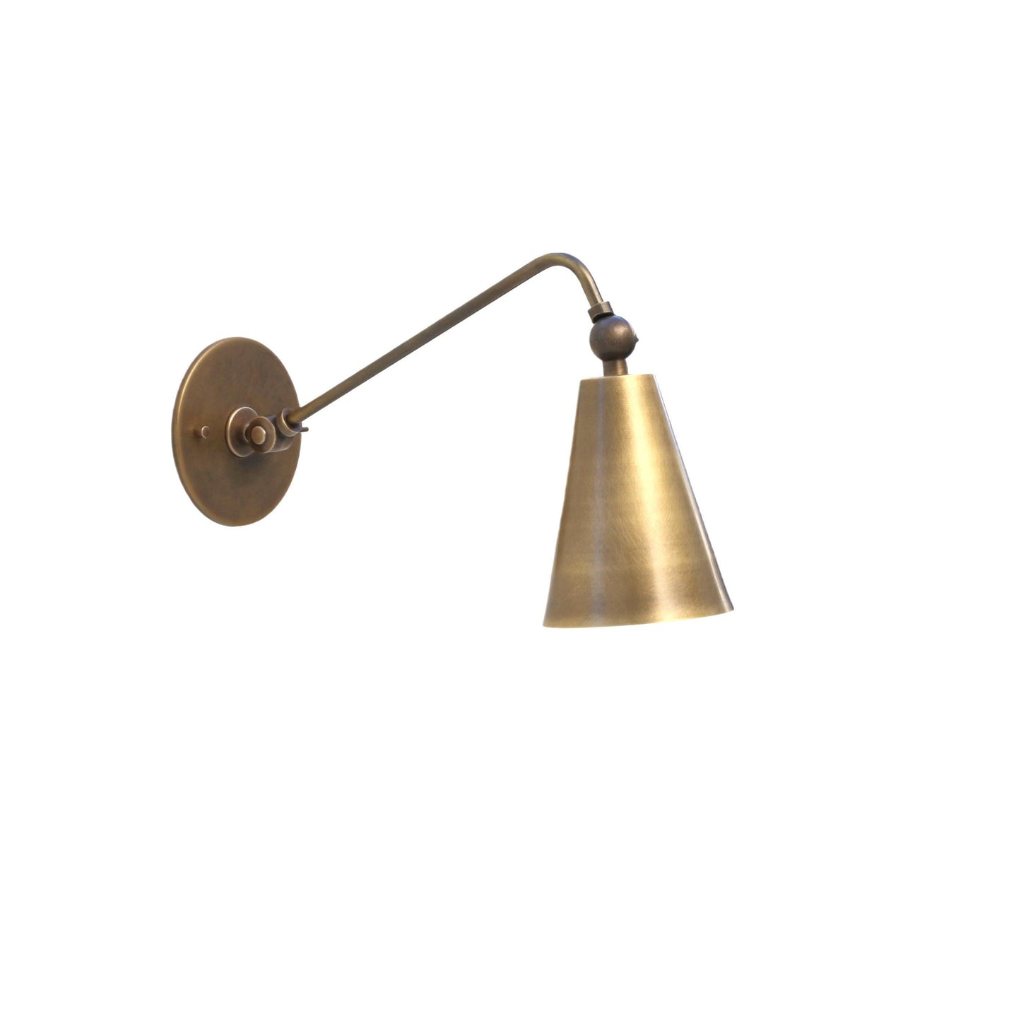 One-Light Brass Wall Sconce with Tapered Cone Shade