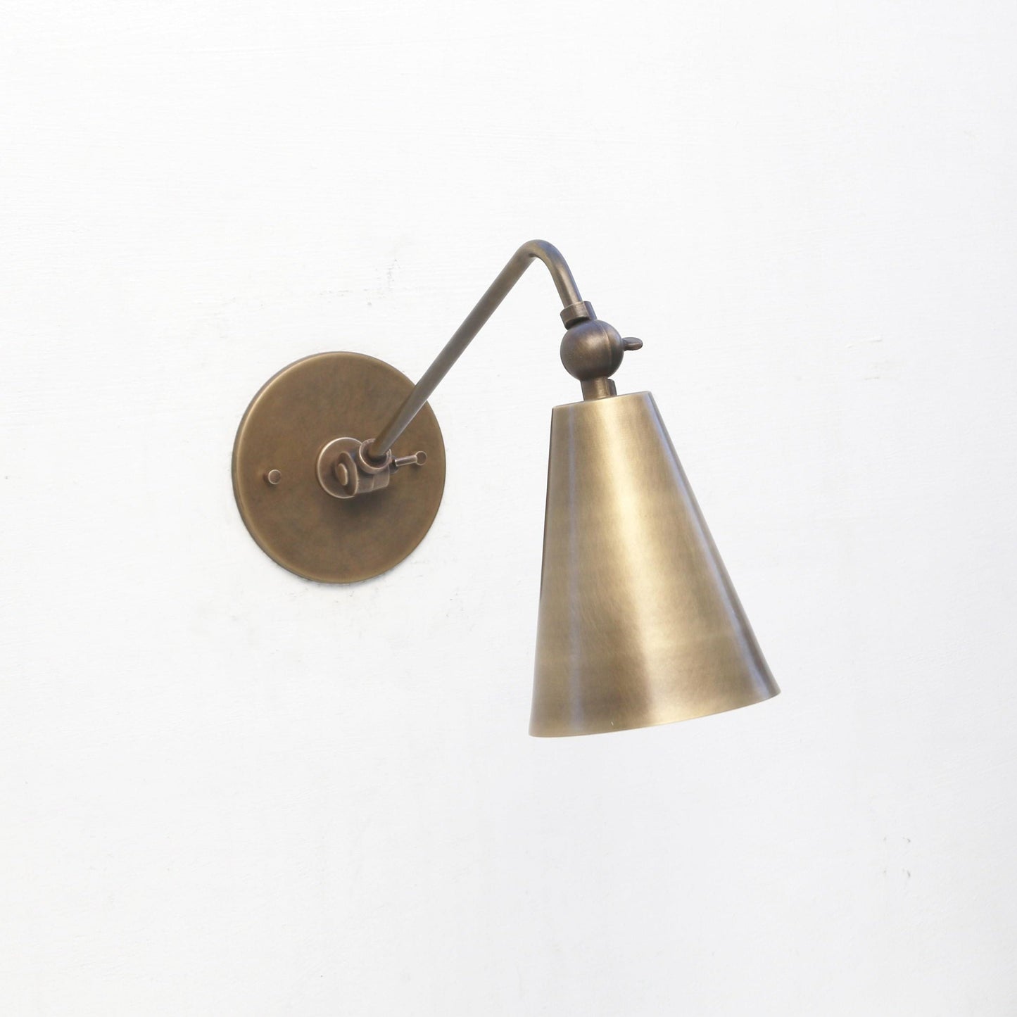 One-Light Brass Wall Sconce with Tapered Cone Shade