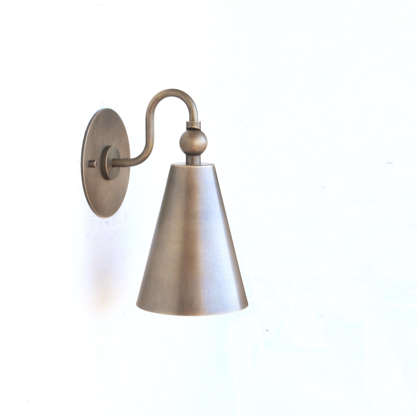 One-Light Cast Brass Cone Wall Sconce