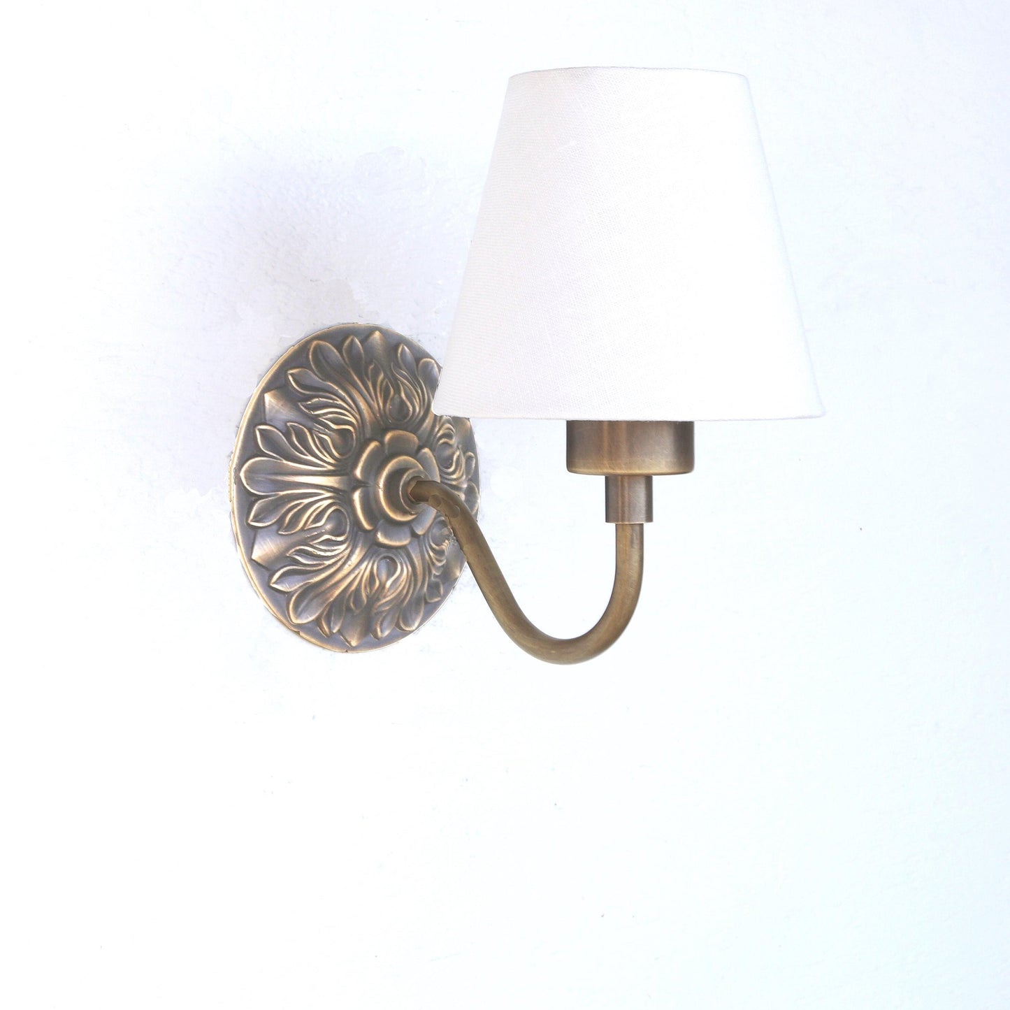 One-Light Cast Rosette Wall Sconce with Linen Shade
