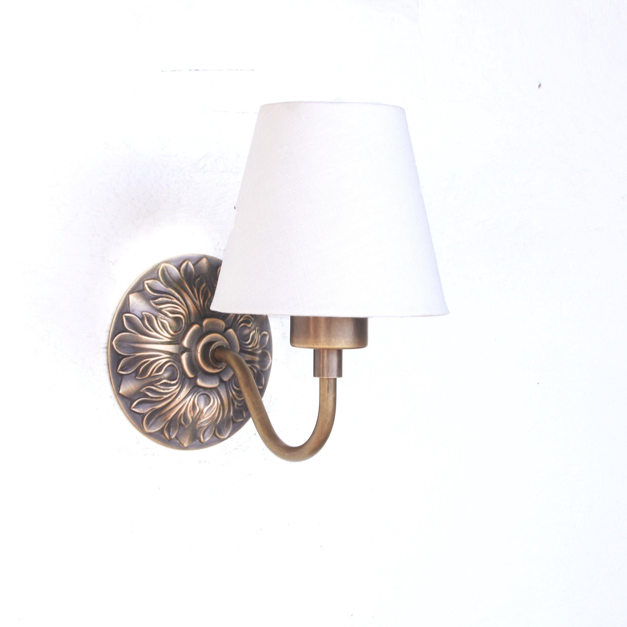 One-Light Cast Rosette Wall Sconce with Linen Shade