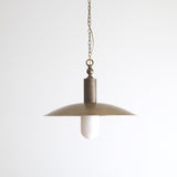 One-Light Chain-Hung Brass Dome Pendant with Alabaster Cylinder Shade