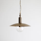 One-Light Chain-Hung Brass Dome Pendant with Clear Glass Shade