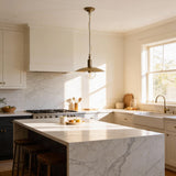 One-Light Chain-Hung Brass Dome Pendant with Clear Glass Shade
