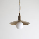 One-Light Chain-Hung Brass Dome Pendant with Opal Glass Globe