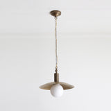One-Light Chain-Hung Brass Dome Pendant with Opal Glass Globe