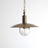 One-Light Chain-Hung Brass Dome Pendant with Seeded Glass Shade