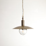One-Light Chain-Hung Brass Dome Pendant with Seeded Glass Shade