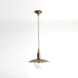 One-Light Chain-Hung Brass Dome Pendant with Seeded Glass Shade