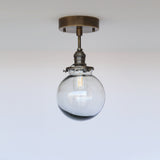 One-Light Clear Glass Globe Semi-Flush Mount Ceiling Light