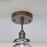 One-Light Clear Glass Globe Semi-Flush Mount Ceiling Light