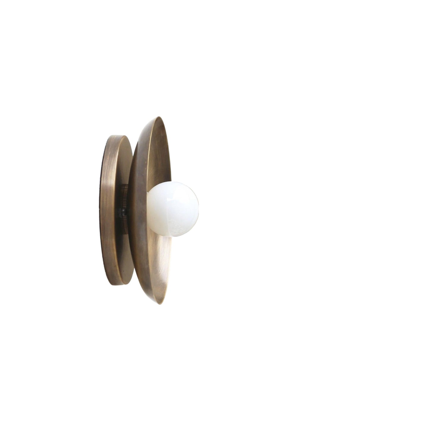 One-Light Concave Brass Disc Wall or Ceiling Light