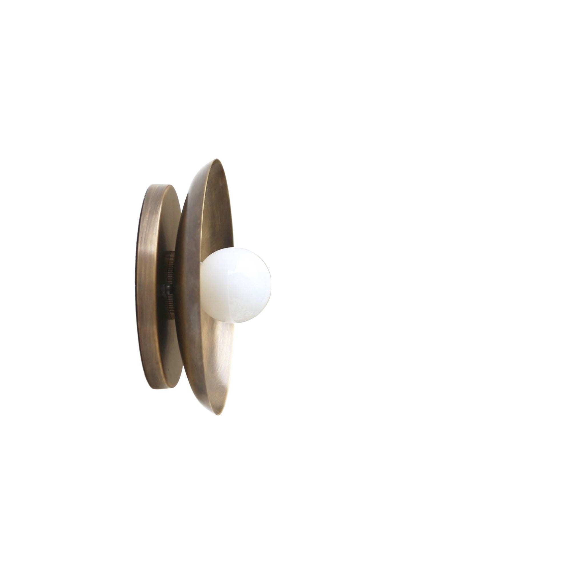 One-Light Concave Brass Disc Wall or Ceiling Light