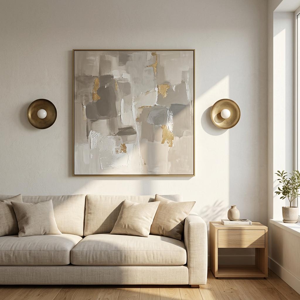 One-Light Concave Brass Disc Wall or Ceiling Light