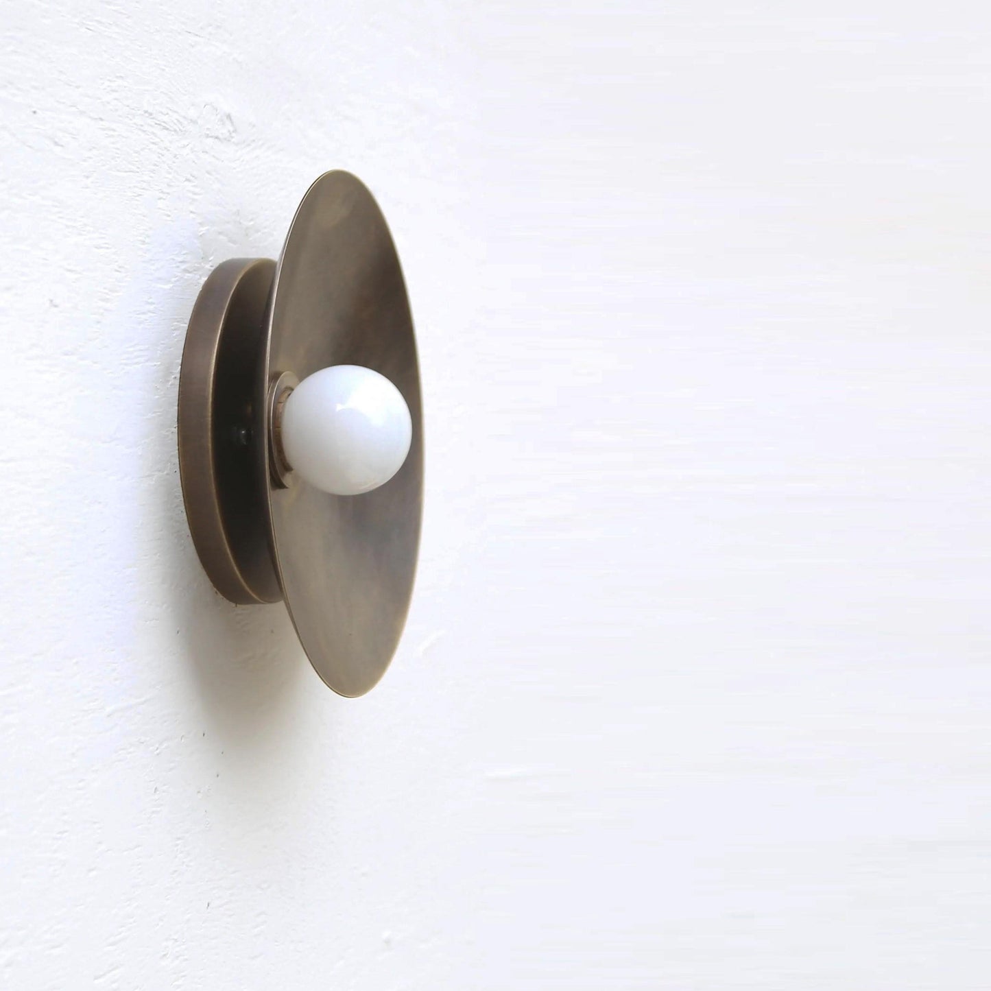 One-Light Concave Brass Disc Wall or Ceiling Light
