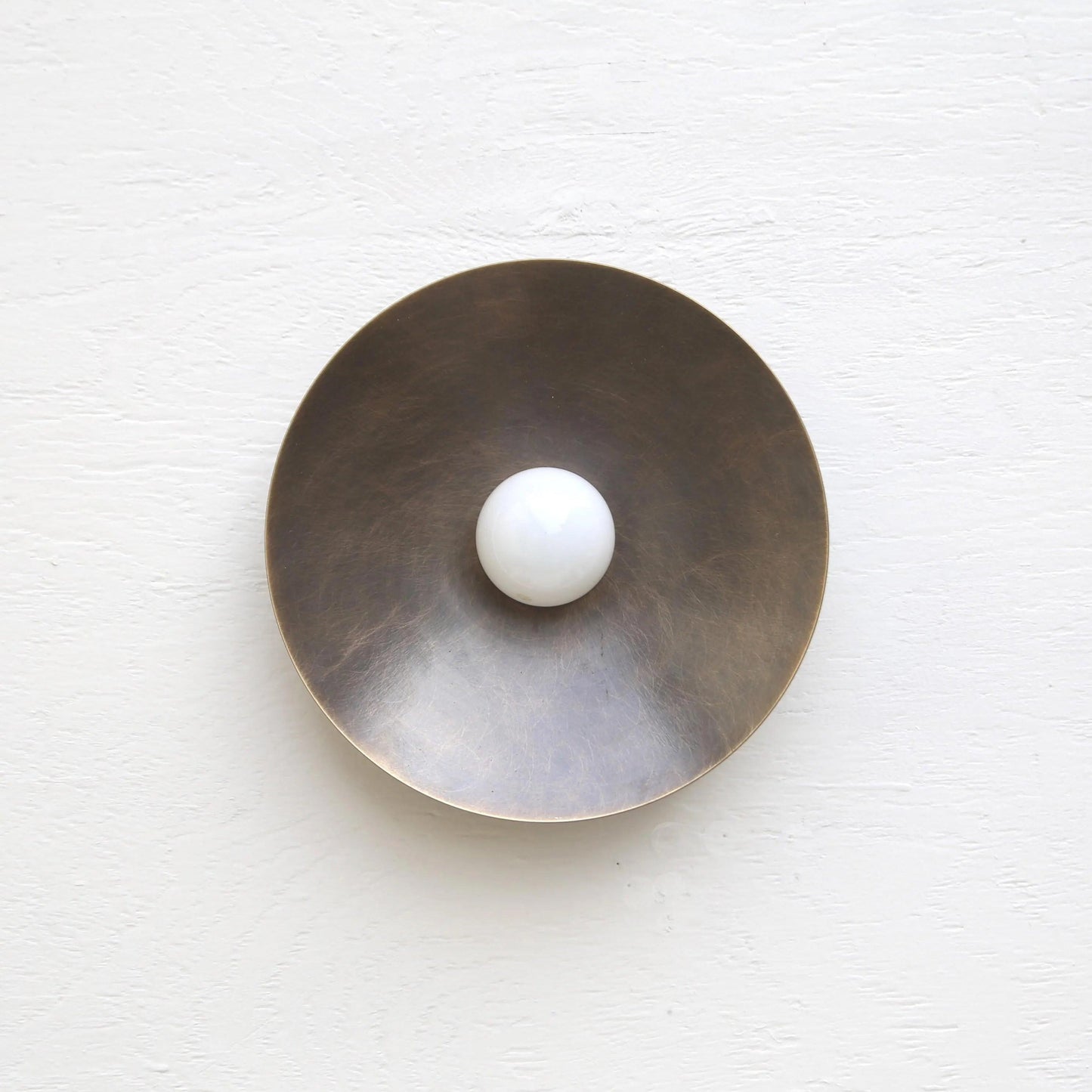 One-Light Concave Brass Disc Wall or Ceiling Light
