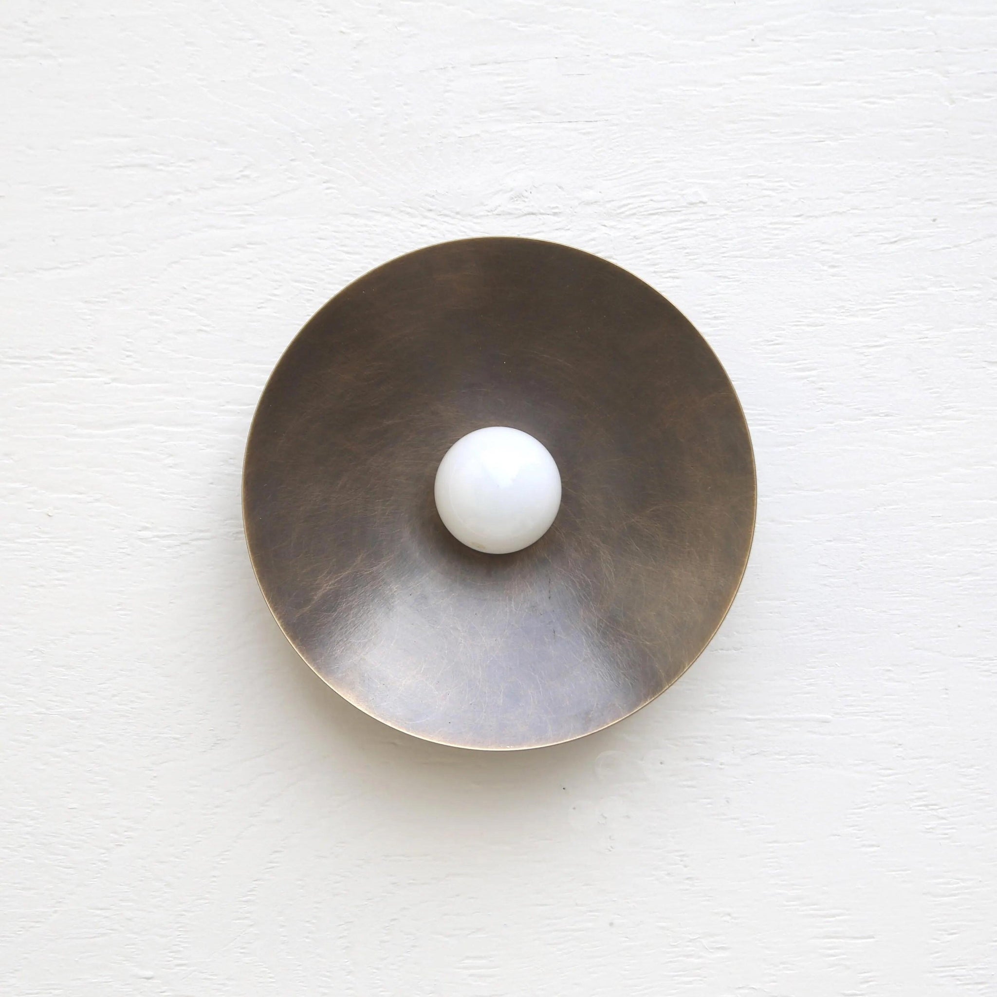 One-Light Concave Brass Disc Wall or Ceiling Light
