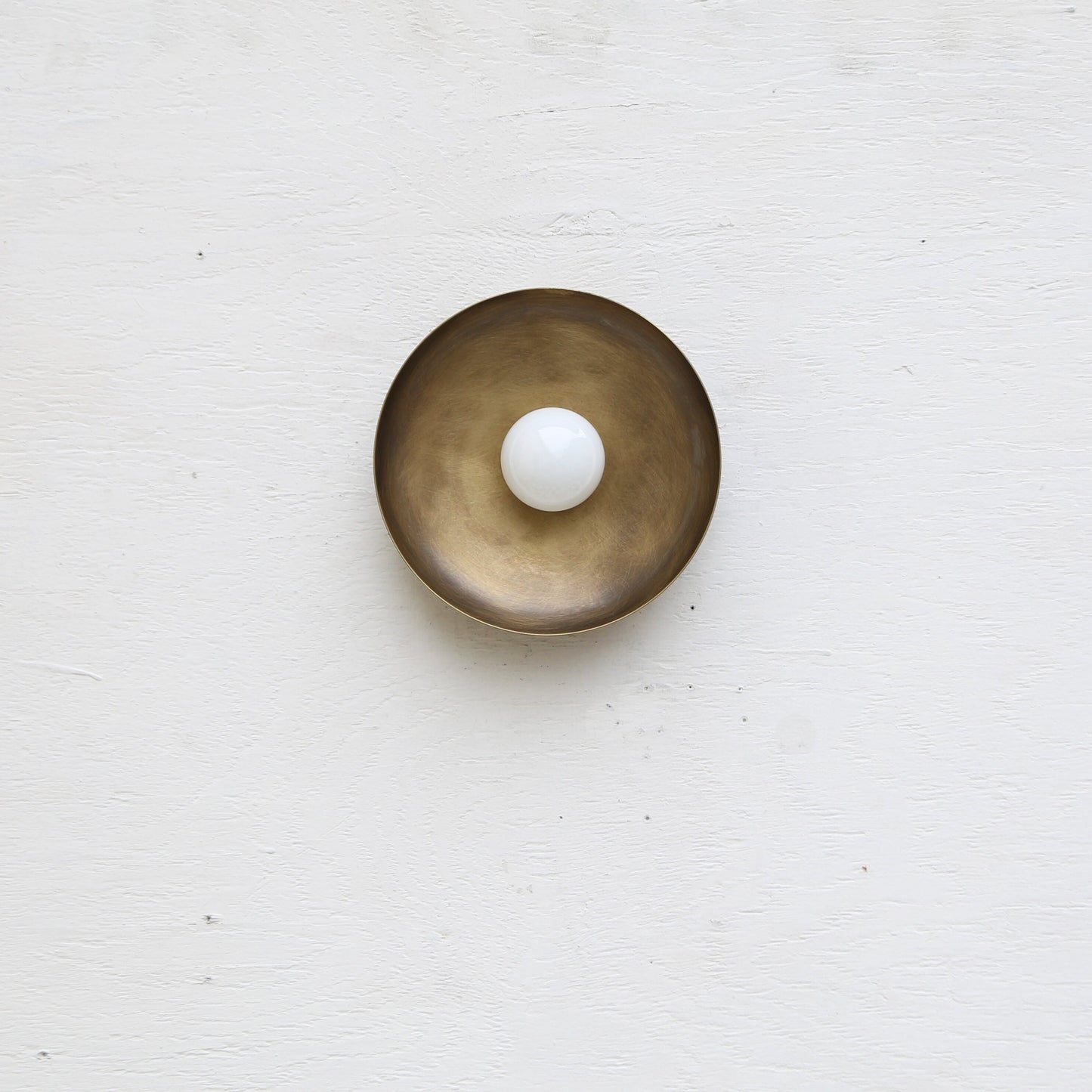 One-Light Concave Brass Disc Wall or Ceiling Light