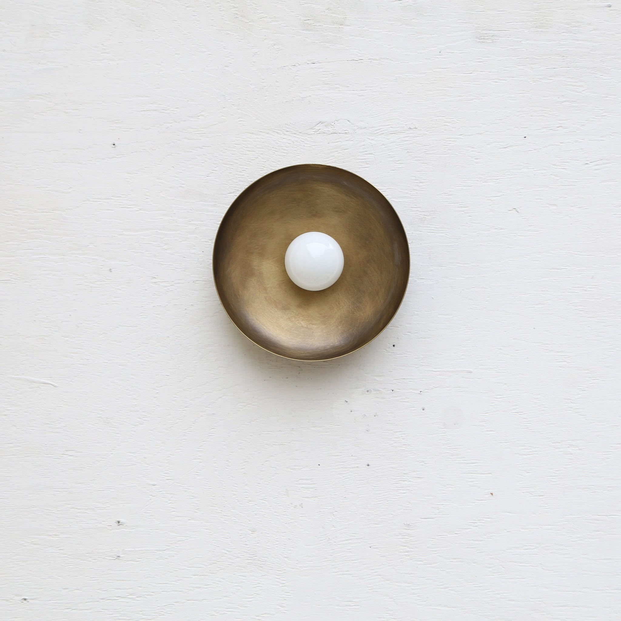 One-Light Concave Brass Disc Wall or Ceiling Light