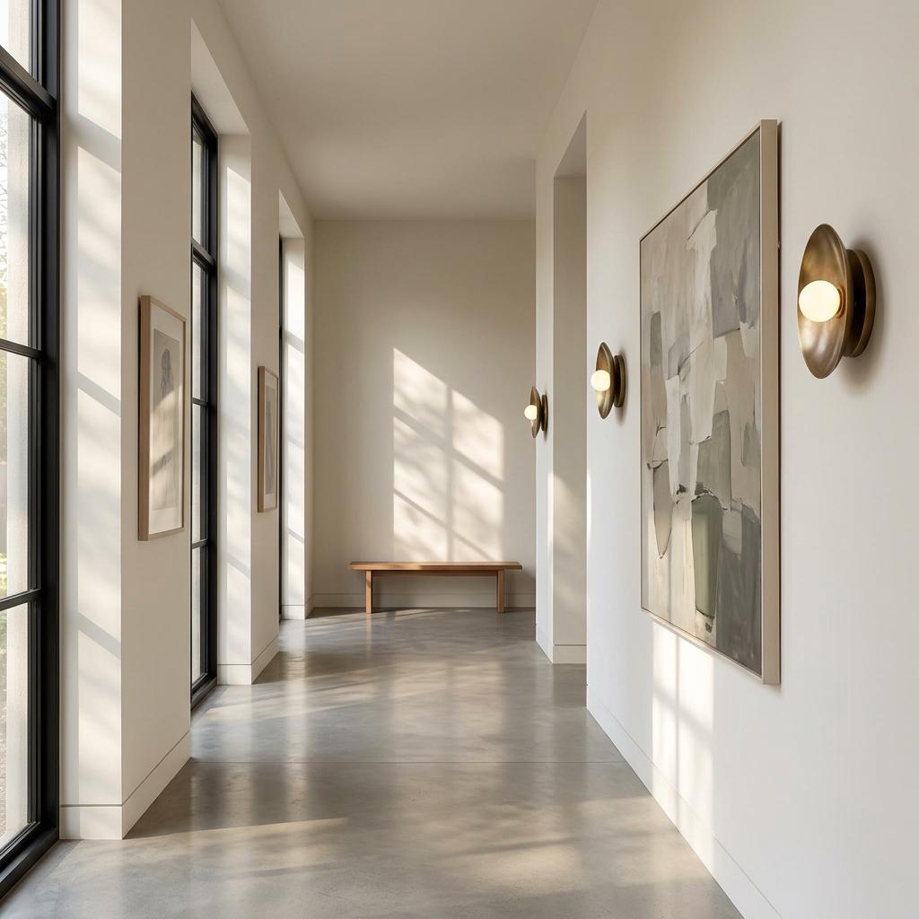 One-Light Concave Brass Disc Wall or Ceiling Light