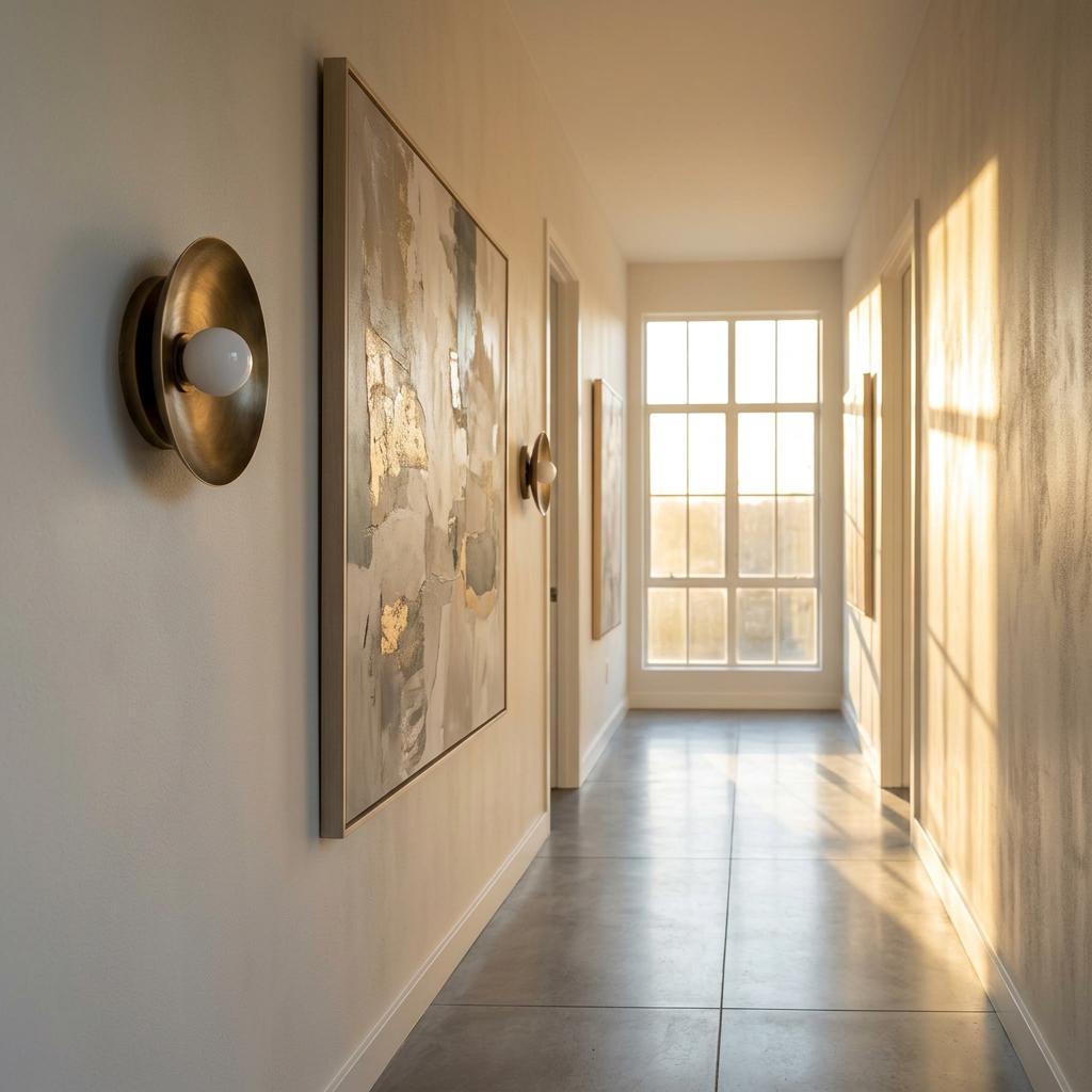 One-Light Concave Brass Disc Wall or Ceiling Light