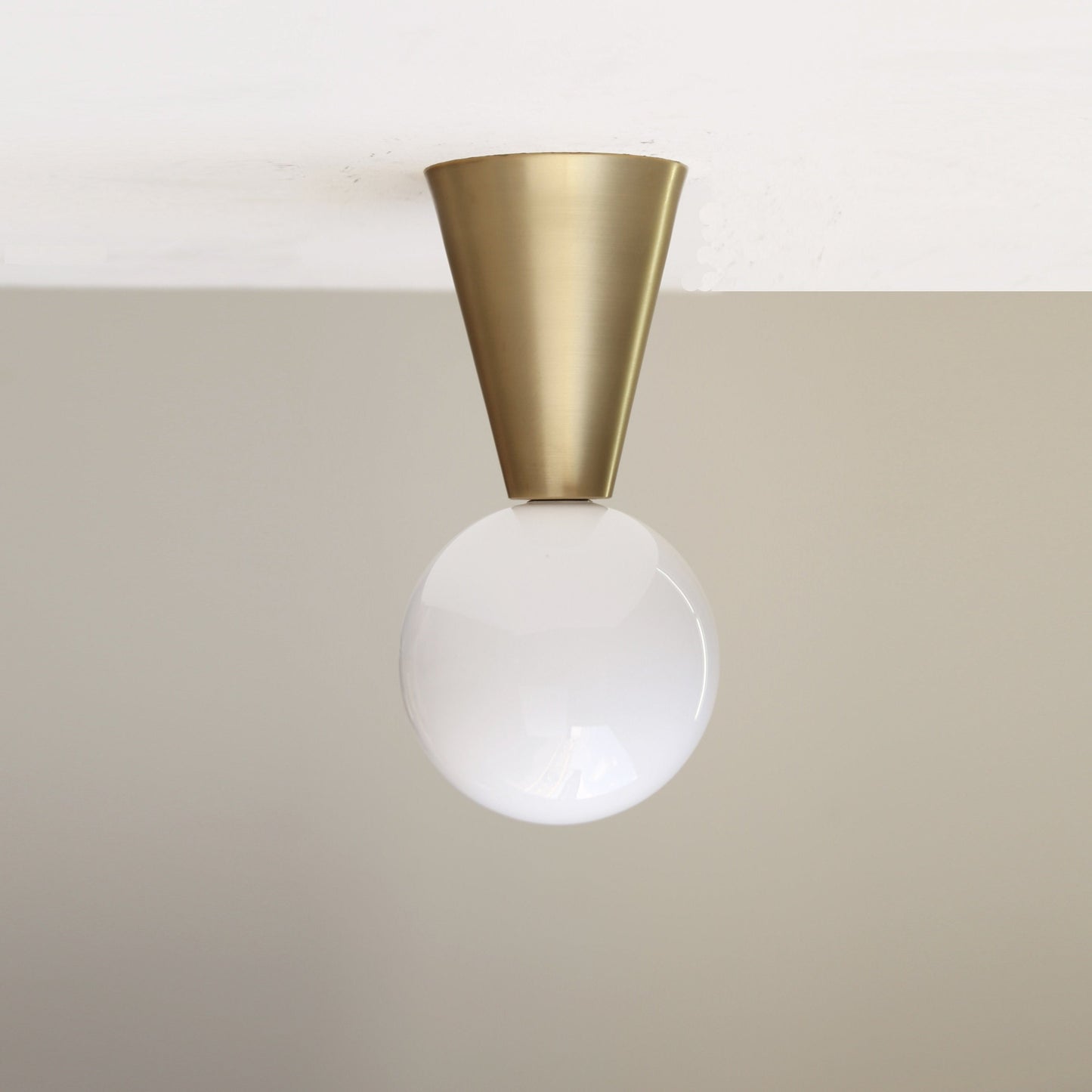 One-Light Cone and Globe Flush Mount Ceiling Light