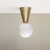 One-Light Cone and Globe Flush Mount Ceiling Light