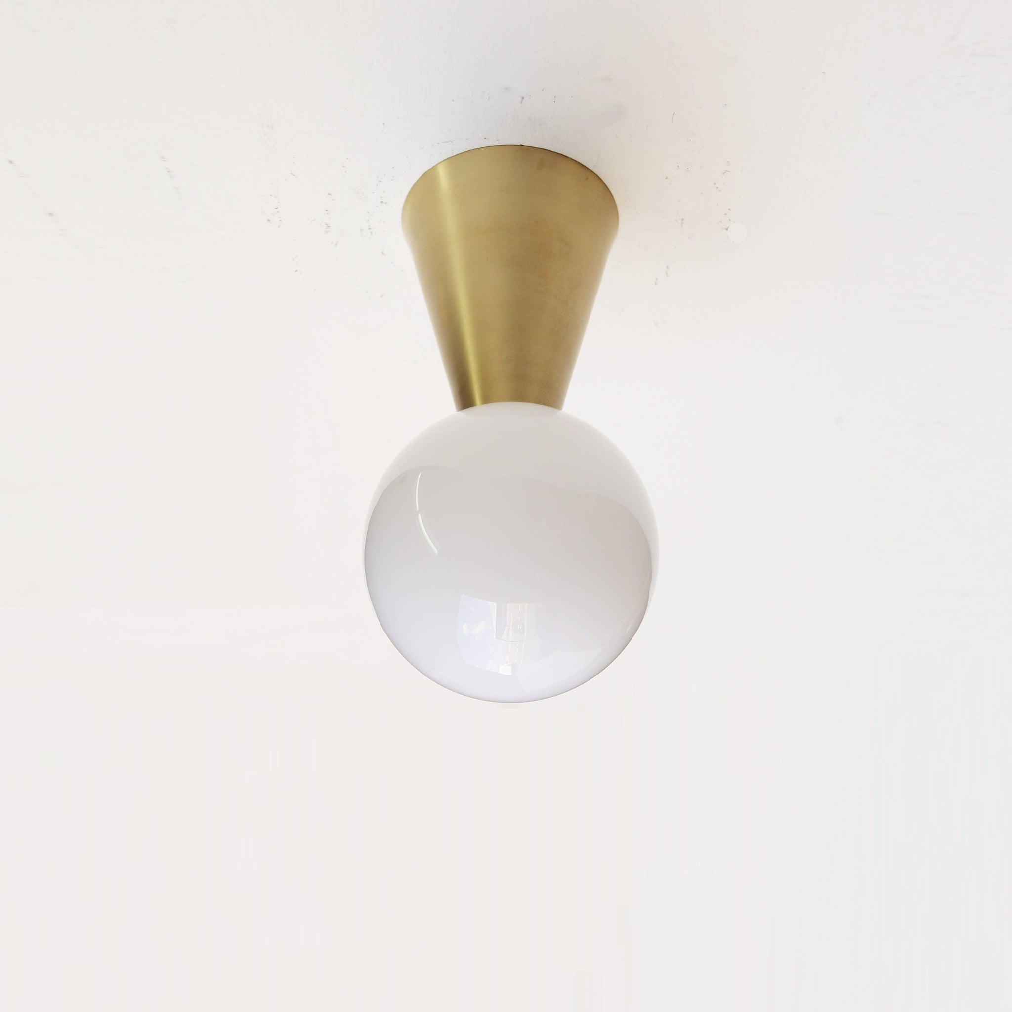 One-Light Cone and Globe Flush Mount Ceiling Light