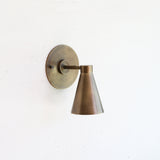 One-Light Cone Shade Wall Sconce in Solid Brass