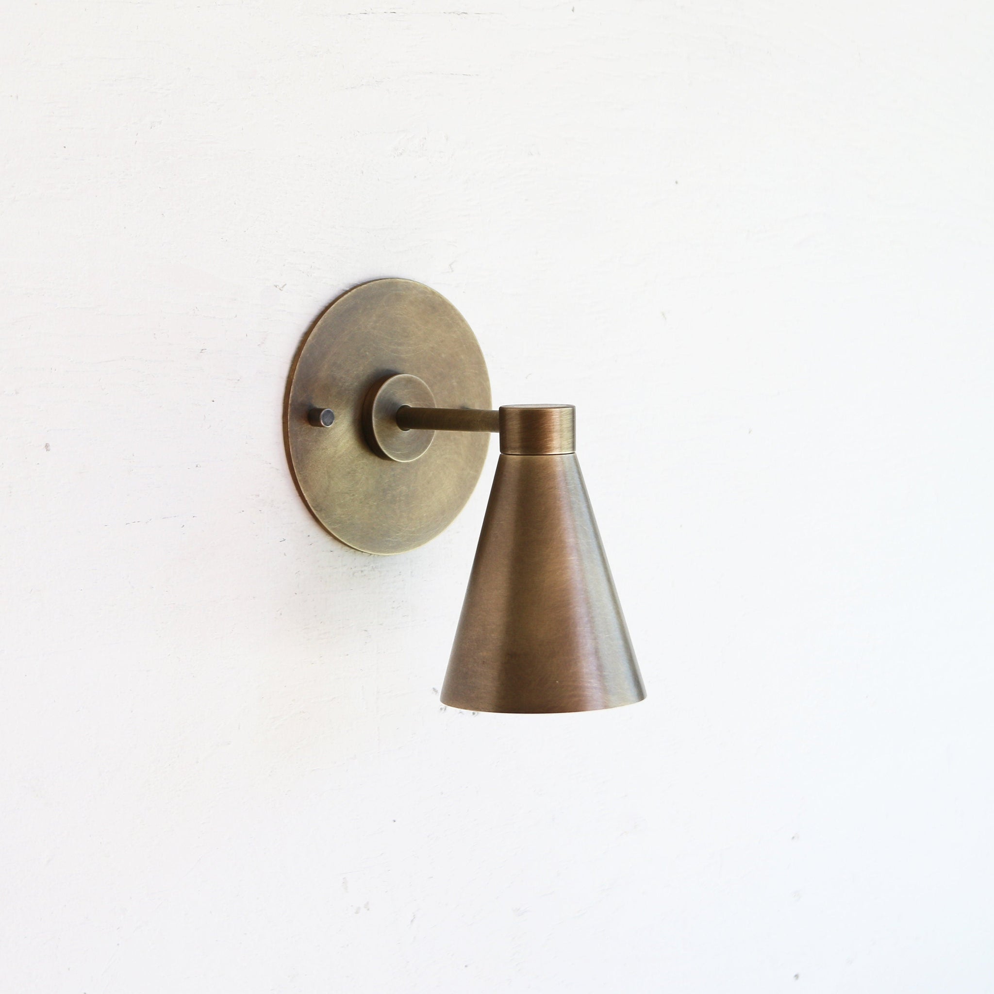 One-Light Cone Shade Wall Sconce in Solid Brass