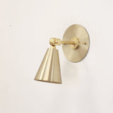 One-Light Cone Shade Wall Sconce in Solid Brass