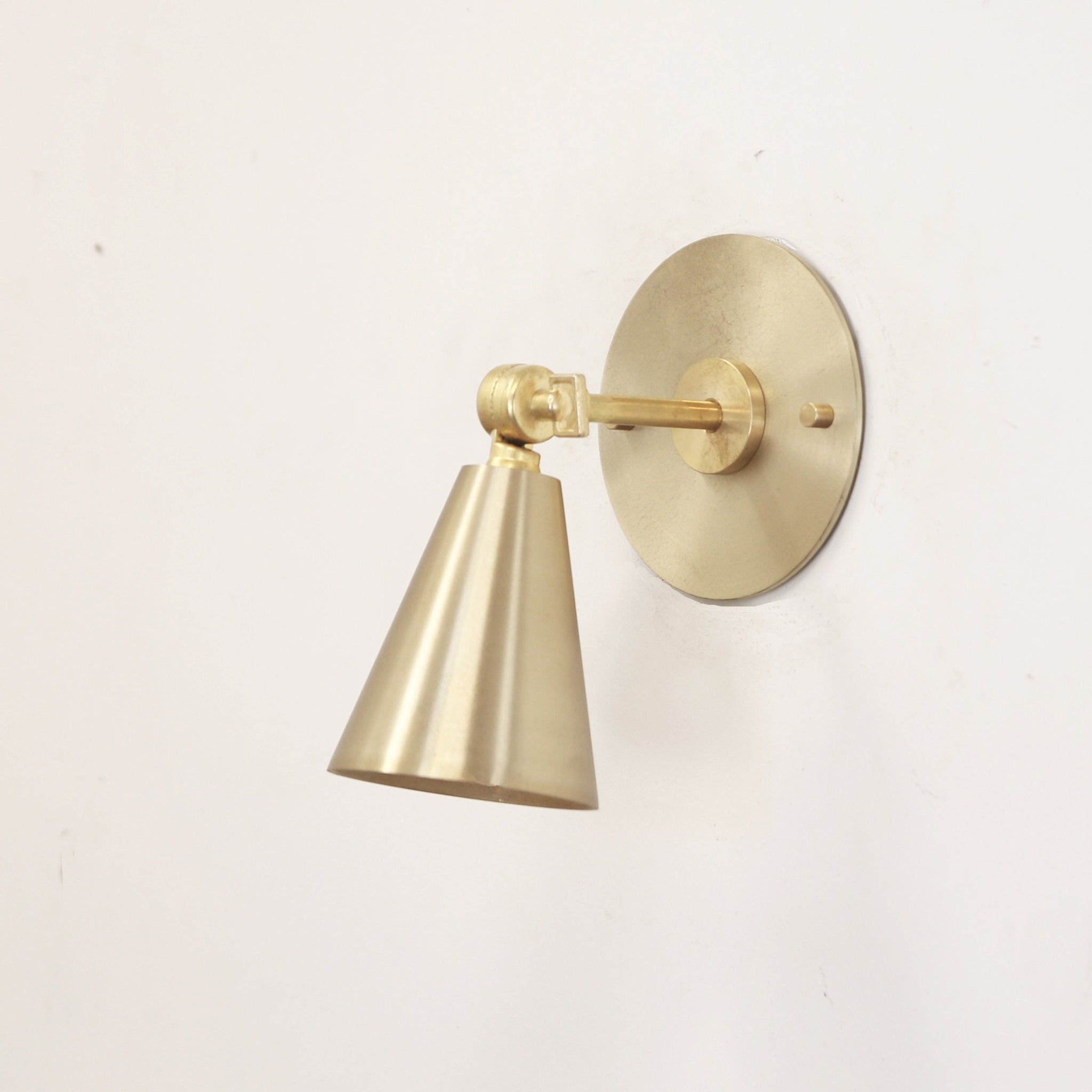 One-Light Cone Shade Wall Sconce in Solid Brass