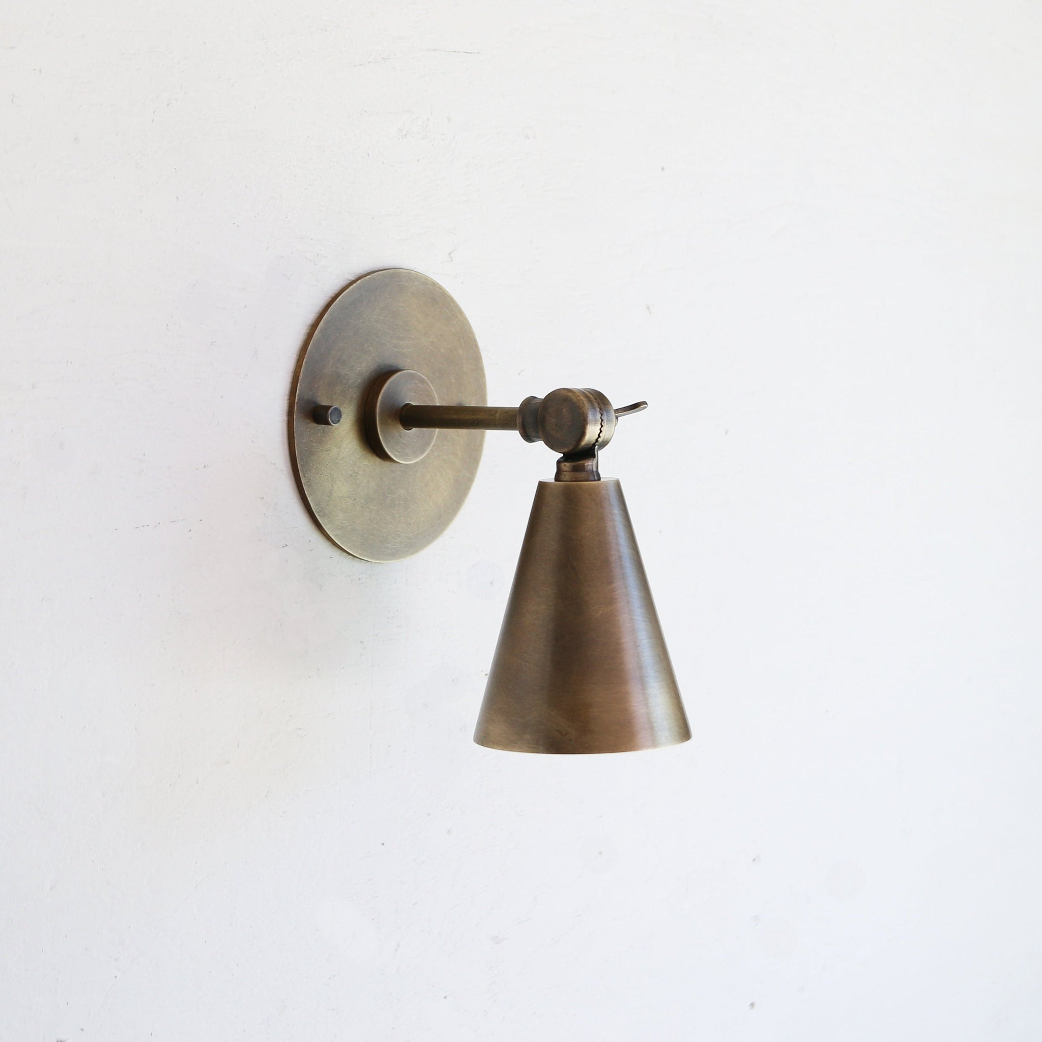 One-Light Cone Shade Wall Sconce in Solid Brass