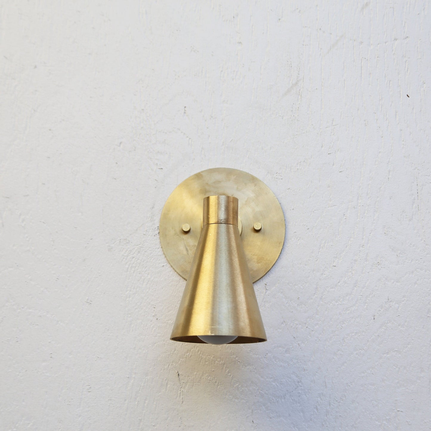 One-Light Cone Shade Wall Sconce in Solid Brass