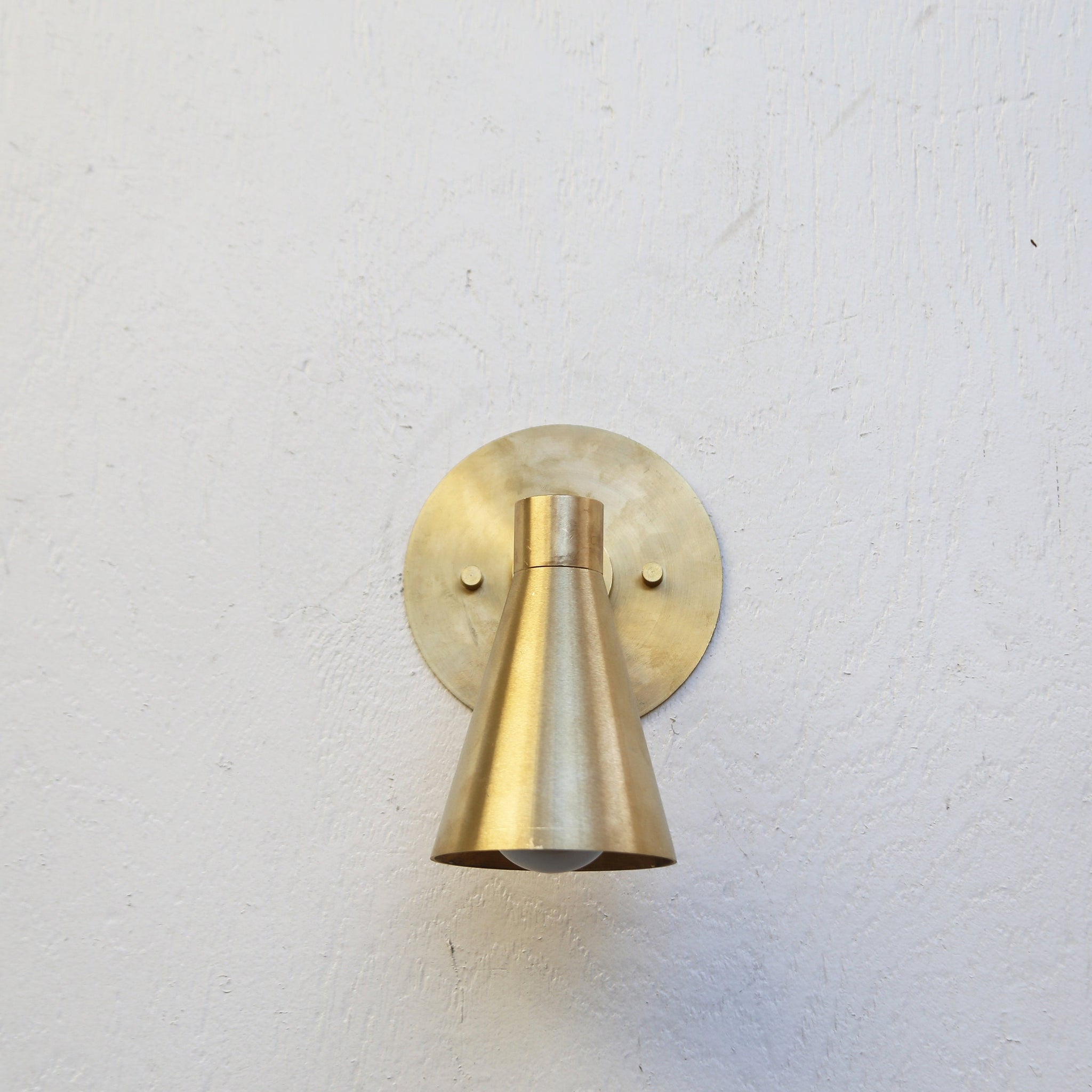 One-Light Cone Shade Wall Sconce in Solid Brass