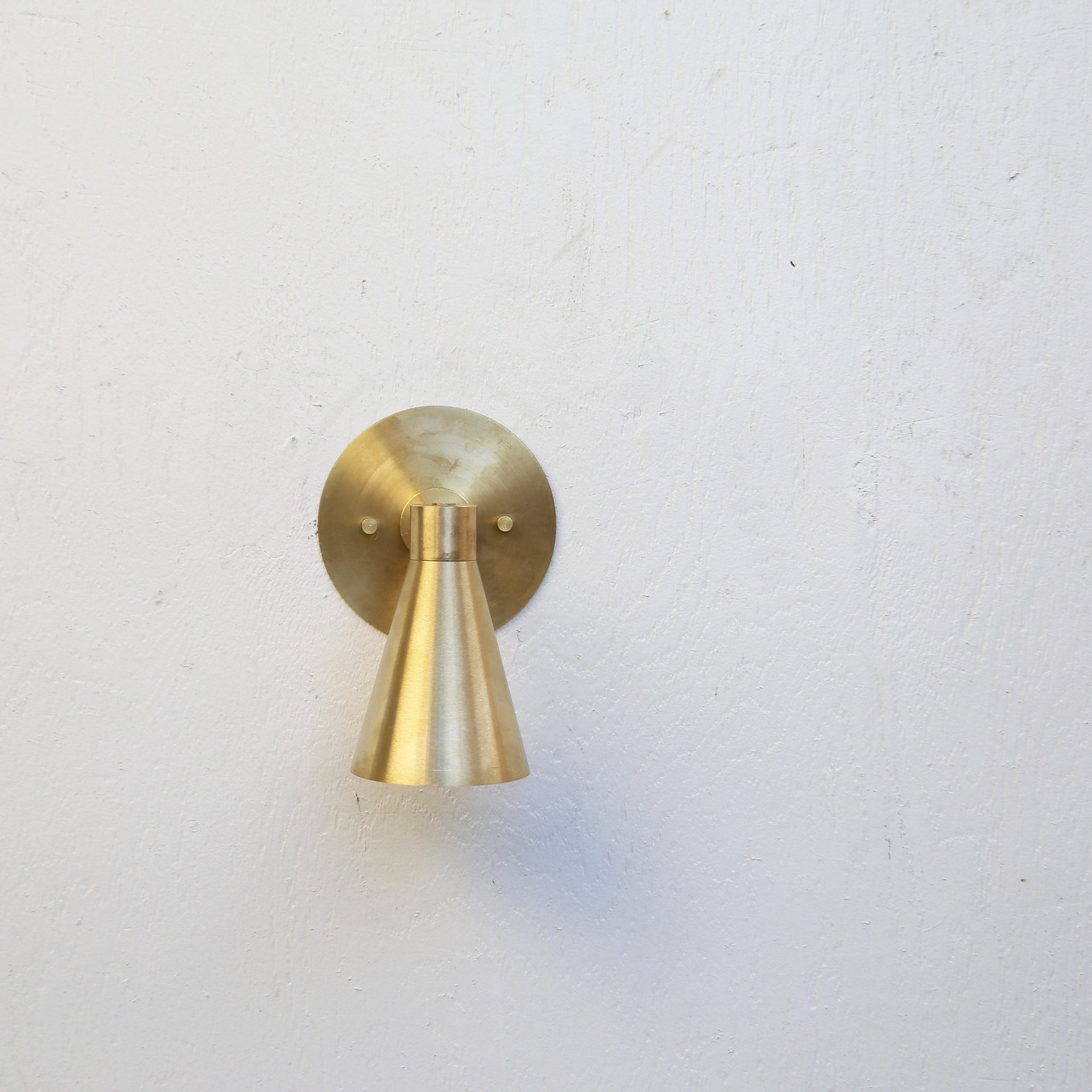 One-Light Cone Shade Wall Sconce in Solid Brass