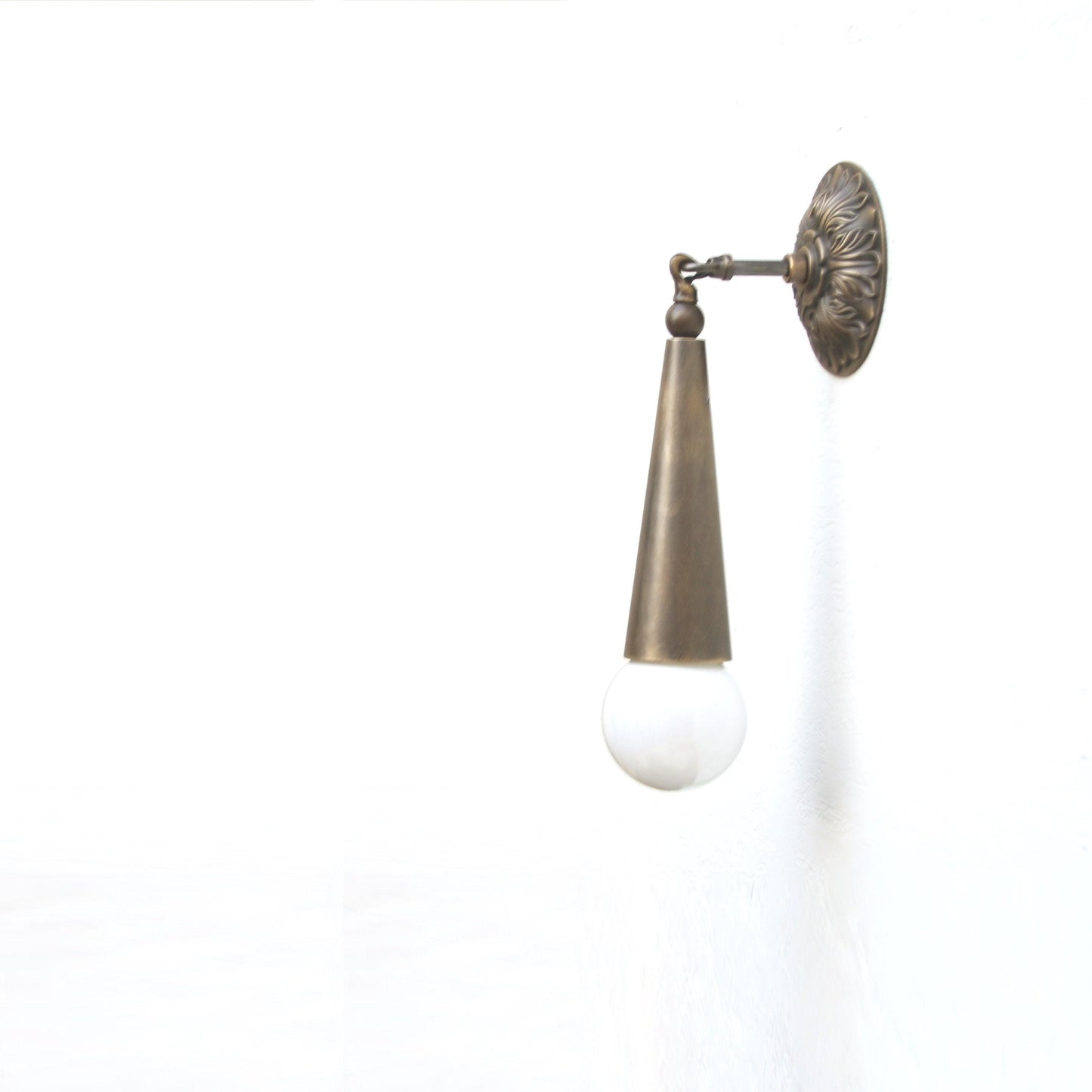 One-Light Cone Wall Sconce with Cast Rosette Backplate