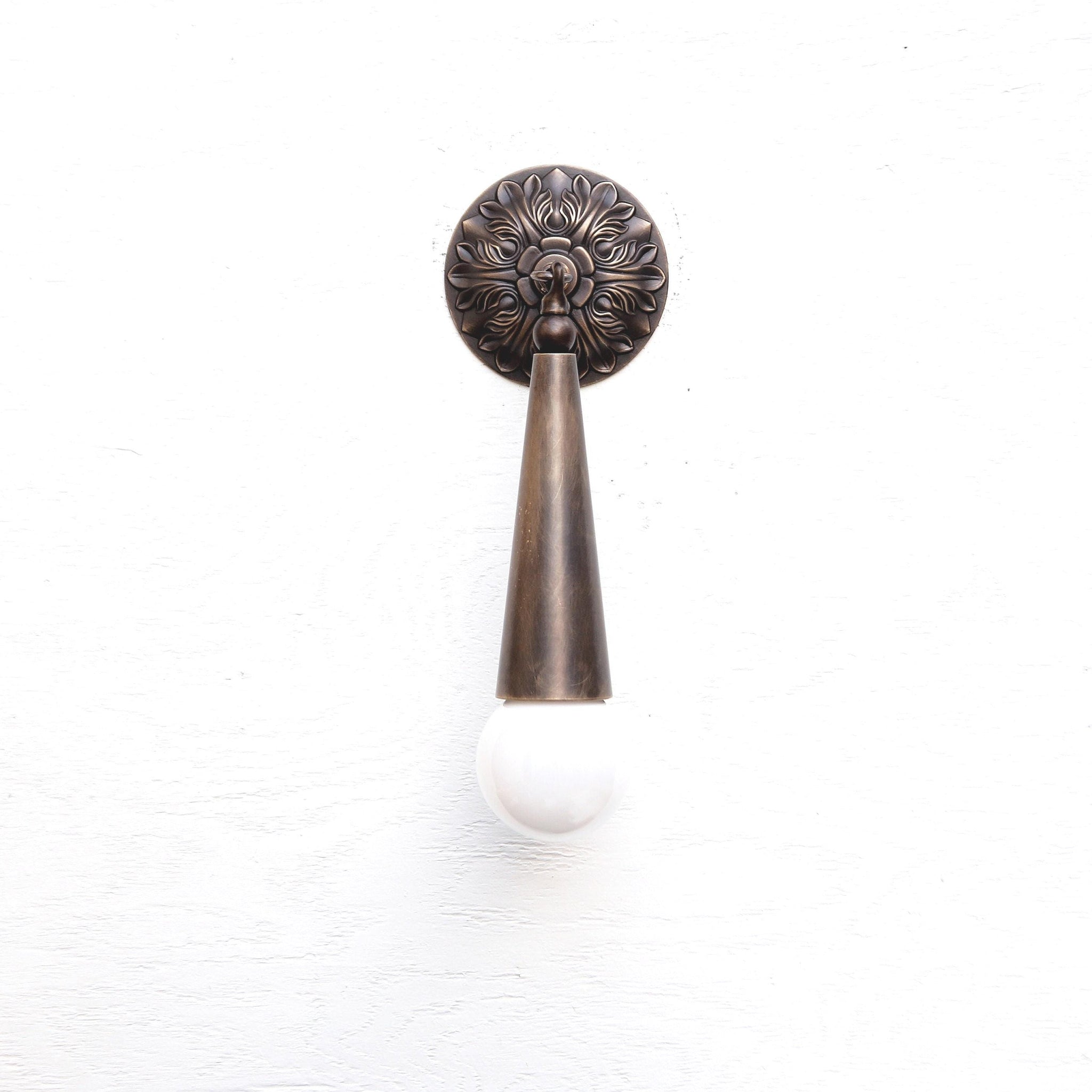 One-Light Cone Wall Sconce with Cast Rosette Backplate