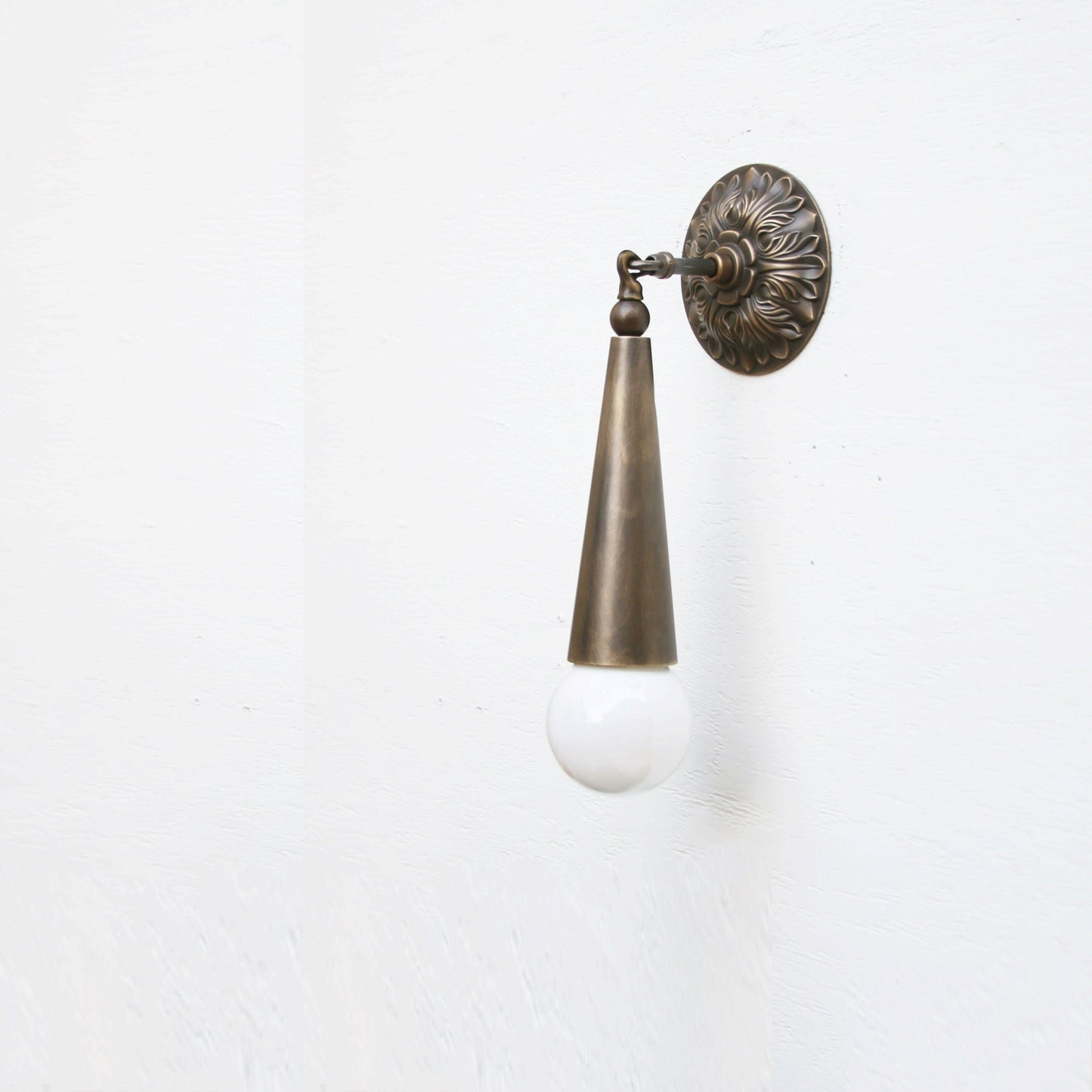 One-Light Cone Wall Sconce with Cast Rosette Backplate