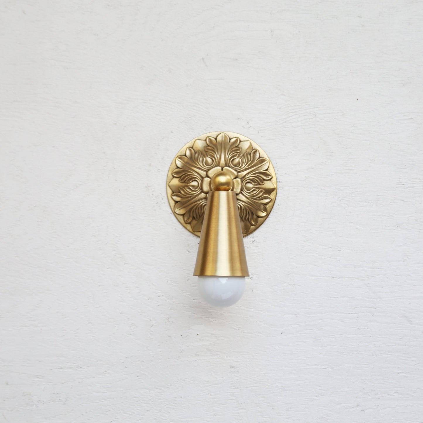 One-Light Cone Wall Sconce with Cast Rosette Backplate