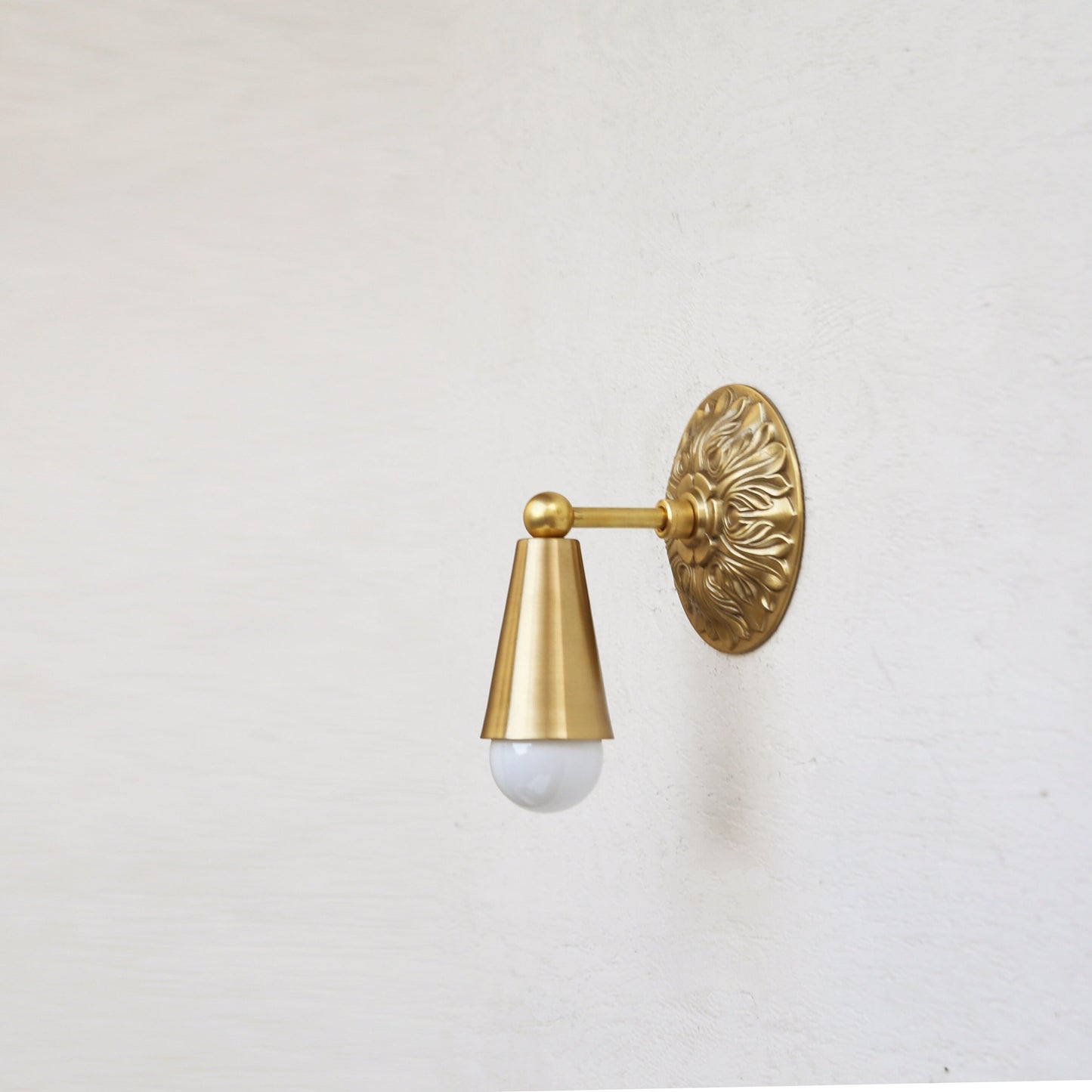 One-Light Cone Wall Sconce with Cast Rosette Backplate