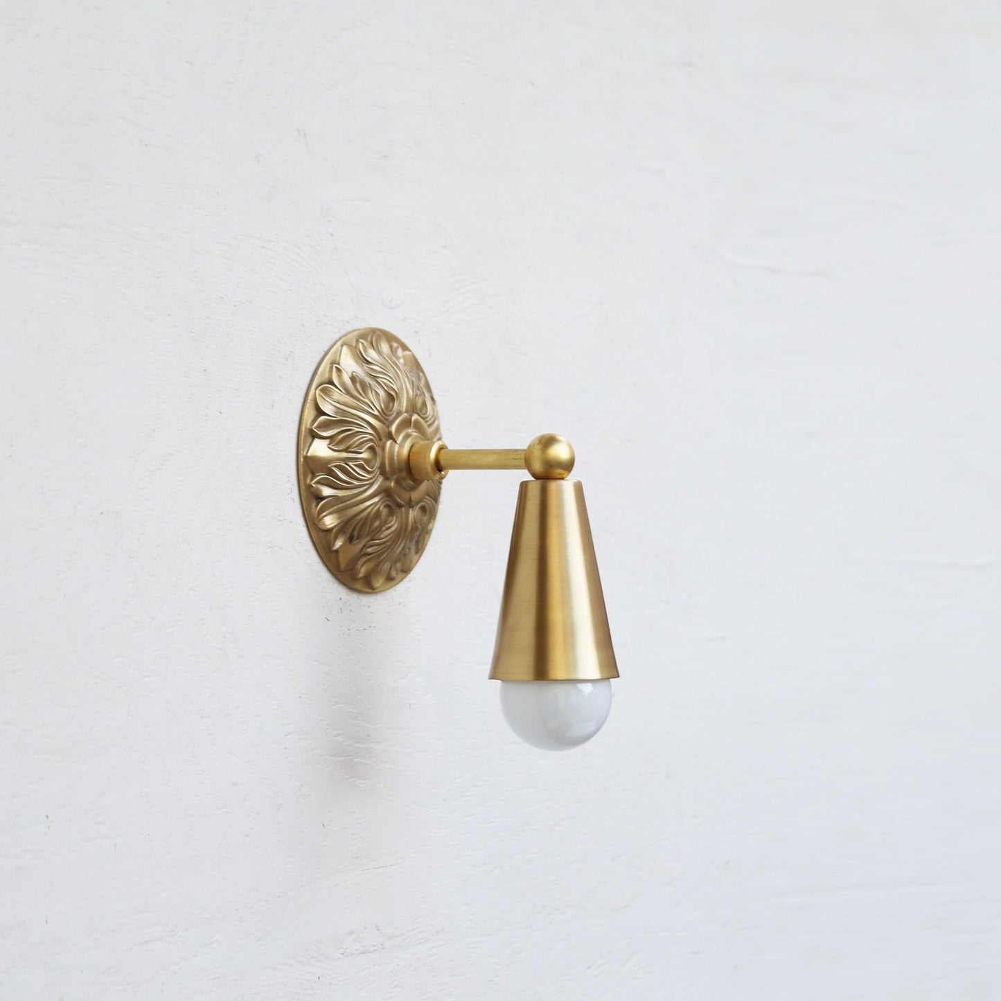 One-Light Cone Wall Sconce with Cast Rosette Backplate