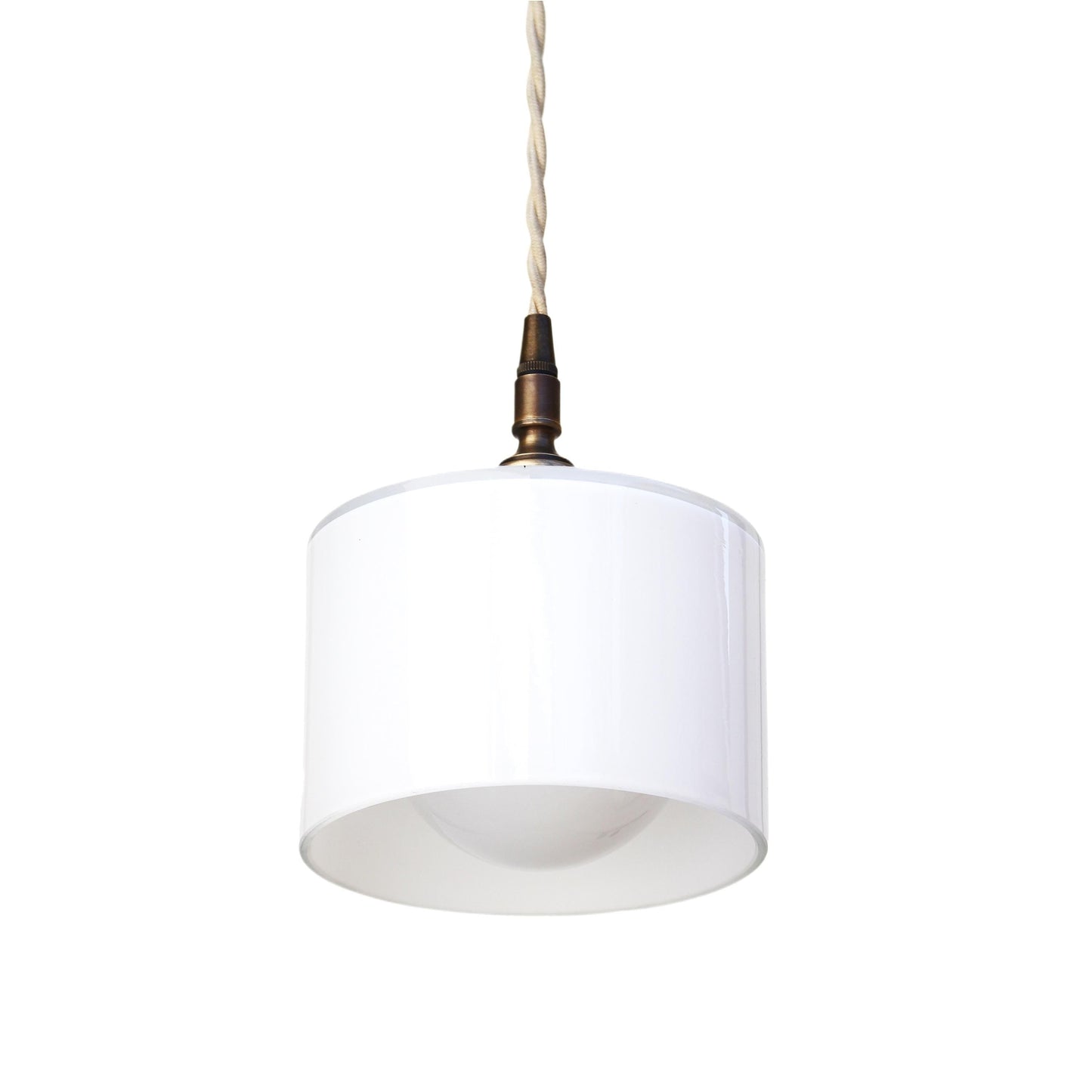One-Light Cord Pendant with Opal Glass Drum Shade